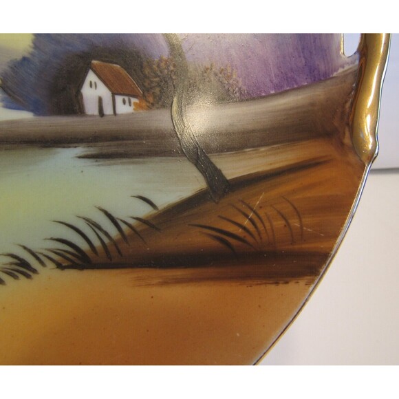 Vintage Noritake Hand Painted Double Handled Plate Tree in the Meadow - Picture 7 of 10